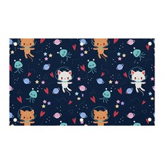 Cute-astronaut-cat-with-star-galaxy-elements-seamless-pattern Banner And Sign 5  X 3  by Vaneshart