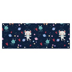 Cute-astronaut-cat-with-star-galaxy-elements-seamless-pattern Banner And Sign 8  X 3  by Vaneshart