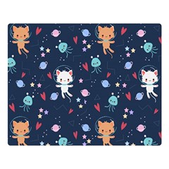 Cute-astronaut-cat-with-star-galaxy-elements-seamless-pattern One Side Premium Plush Fleece Blanket (large)