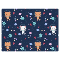 Cute-astronaut-cat-with-star-galaxy-elements-seamless-pattern One Side Premium Plush Fleece Blanket (extra Small)