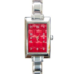 Red Textured Wall Rectangle Italian Charm Watch by artworkshop