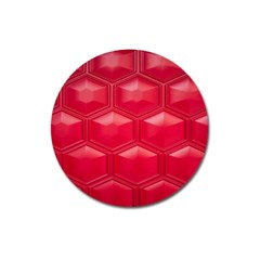 Red Textured Wall Magnet 3  (round) by artworkshop