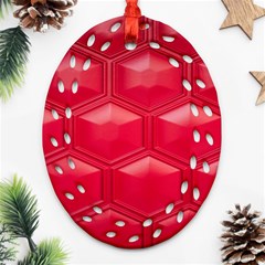 Red Textured Wall Oval Filigree Ornament (two Sides)