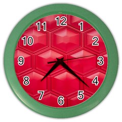 Red Textured Wall Color Wall Clock by artworkshop