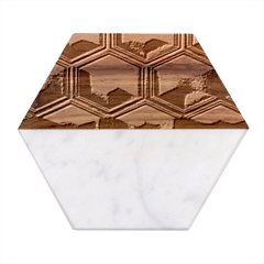 Red Textured Wall Marble Wood Coaster (hexagon)  by artworkshop