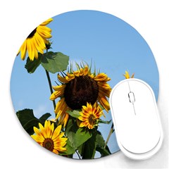 Sunflower Flower Yellow Round Mousepad by artworkshop