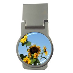 Sunflower Flower Yellow Money Clips (round)  by artworkshop