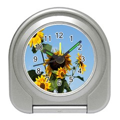 Sunflower Flower Yellow Travel Alarm Clock by artworkshop