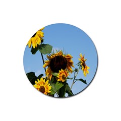 Sunflower Flower Yellow Rubber Coaster (round) by artworkshop