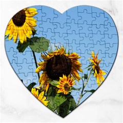 Sunflower Flower Yellow Jigsaw Puzzle (heart) by artworkshop