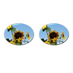 Sunflower Flower Yellow Cufflinks (oval)