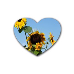 Sunflower Flower Yellow Rubber Coaster (heart) by artworkshop