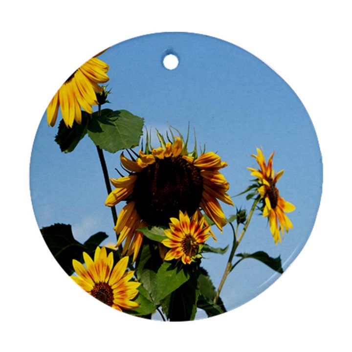 Sunflower Flower Yellow Round Ornament (Two Sides)