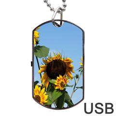 Sunflower Flower Yellow Dog Tag Usb Flash (two Sides) by artworkshop