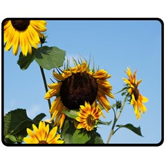 Sunflower Flower Yellow One Side Fleece Blanket (medium) by artworkshop