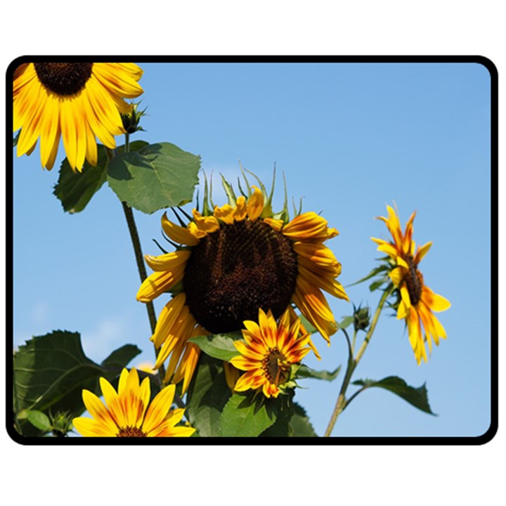 Sunflower Flower Yellow One Side Fleece Blanket (Medium)