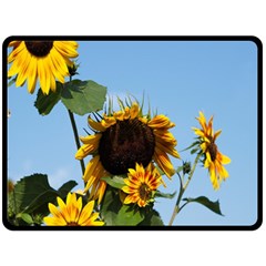 Sunflower Flower Yellow Fleece Blanket (large) by artworkshop