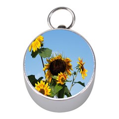 Sunflower Flower Yellow Mini Silver Compasses by artworkshop