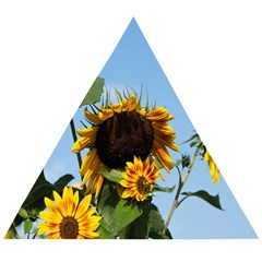 Sunflower Flower Yellow Wooden Puzzle Triangle by artworkshop