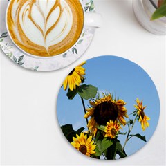 Sunflower Flower Yellow Uv Print Round Tile Coaster by artworkshop