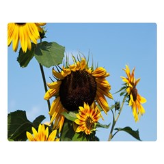 Sunflower Flower Yellow One Side Premium Plush Fleece Blanket (large)