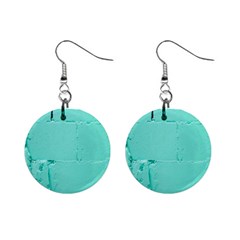 Teal Brick Texture Mini Button Earrings by artworkshop