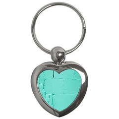 Teal Brick Texture Key Chain (heart) by artworkshop