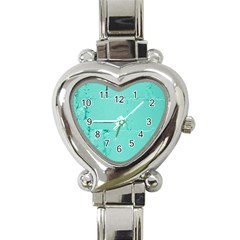 Teal Brick Texture Heart Italian Charm Watch by artworkshop