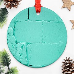 Teal Brick Texture Round Ornament (two Sides) by artworkshop