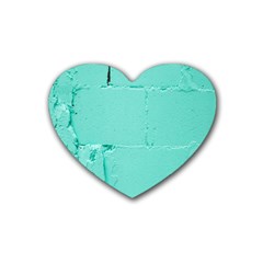 Teal Brick Texture Rubber Coaster (heart) by artworkshop