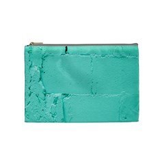 Teal Brick Texture Cosmetic Bag (medium) by artworkshop