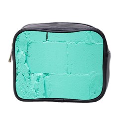 Teal Brick Texture Mini Toiletries Bag (two Sides) by artworkshop