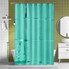 Teal Brick Texture Shower Curtain 48  X 72  (small)  by artworkshop