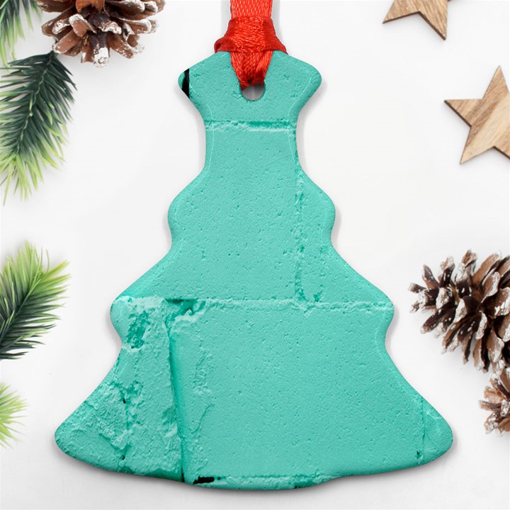 Teal Brick Texture Ornament (Christmas Tree) 