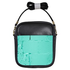 Teal Brick Texture Girls Sling Bag by artworkshop