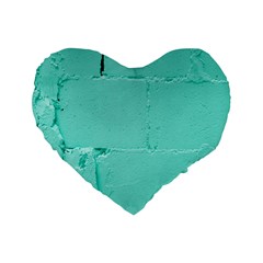 Teal Brick Texture Standard 16  Premium Heart Shape Cushions by artworkshop