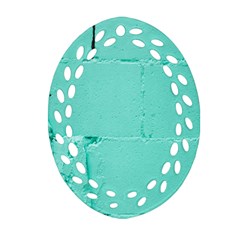 Teal Brick Texture Ornament (oval Filigree) by artworkshop