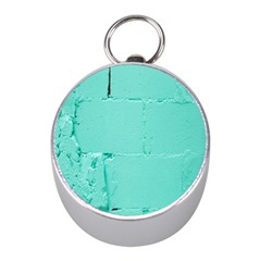 Teal Brick Texture Mini Silver Compasses by artworkshop