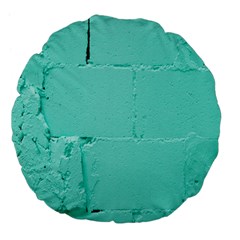 Teal Brick Texture Large 18  Premium Flano Round Cushions by artworkshop