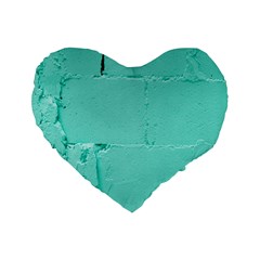 Teal Brick Texture Standard 16  Premium Flano Heart Shape Cushions by artworkshop