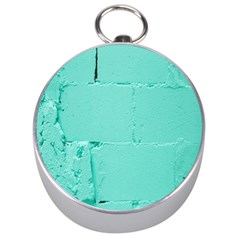 Teal Brick Texture Silver Compasses by artworkshop