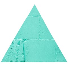 Teal Brick Texture Wooden Puzzle Triangle by artworkshop