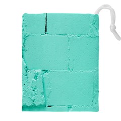 Teal Brick Texture Drawstring Pouch (5xl) by artworkshop