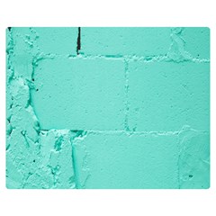 Teal Brick Texture One Side Premium Plush Fleece Blanket (medium) by artworkshop