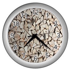 Texture Pattern Design Wall Clock (silver) by artworkshop