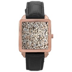 Texture Pattern Design Rose Gold Leather Watch  by artworkshop