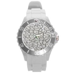 Texture Pattern Tile Round Plastic Sport Watch (L)