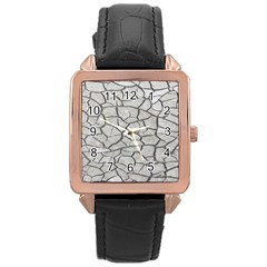 Texture Pattern Tile Rose Gold Leather Watch 