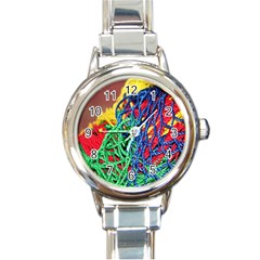 Thread Texture Pattern Round Italian Charm Watch by artworkshop