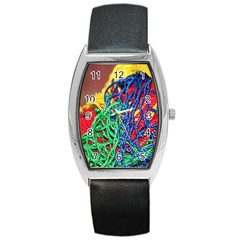 Thread Texture Pattern Barrel Style Metal Watch by artworkshop